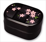 平成 二段弁当箱 黒やよい桜(タッパー付)