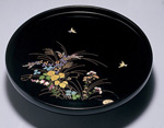 木製 丸盆 黒 美里
